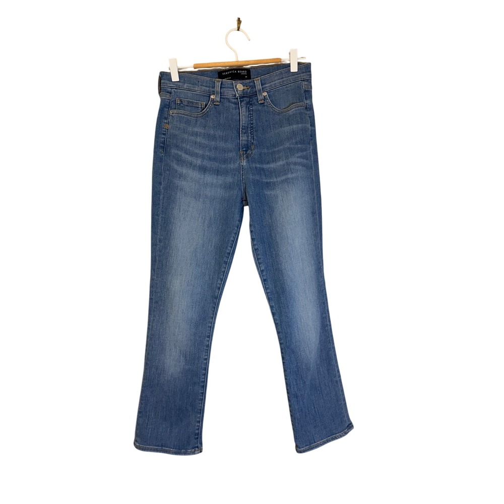 Veronica Beard High Rise Crop Flare Jeans Light Wash Denim Size 29